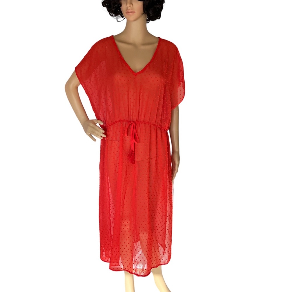 Orange long swim cover up dress. Size XL